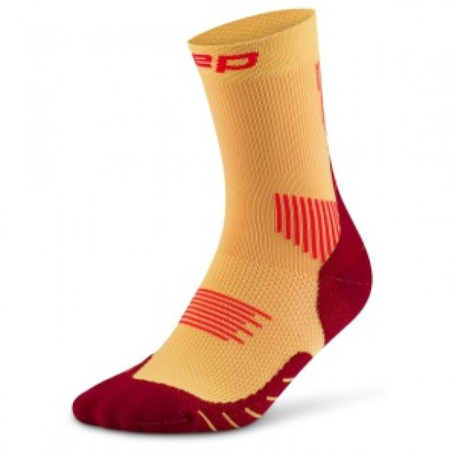 CEP Core Run Socks Mid Cut 5.0, löparstrumpor, dam, gul
