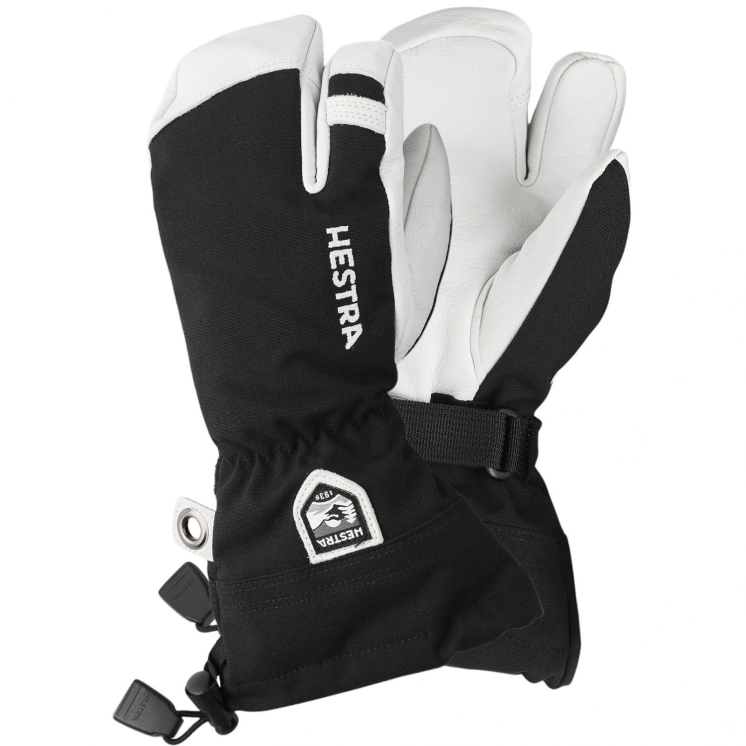 Hestra Army Leather Heli 3-finger Skidhandskar, Junior, Svart