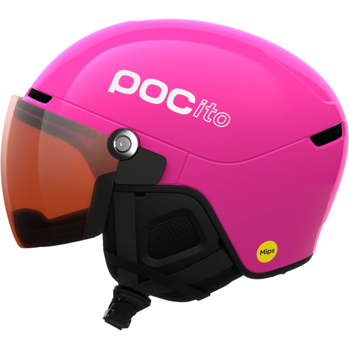POCito Obex Mips Visor, Skidhjälm med Visir, Junior, Fluorescent Pink