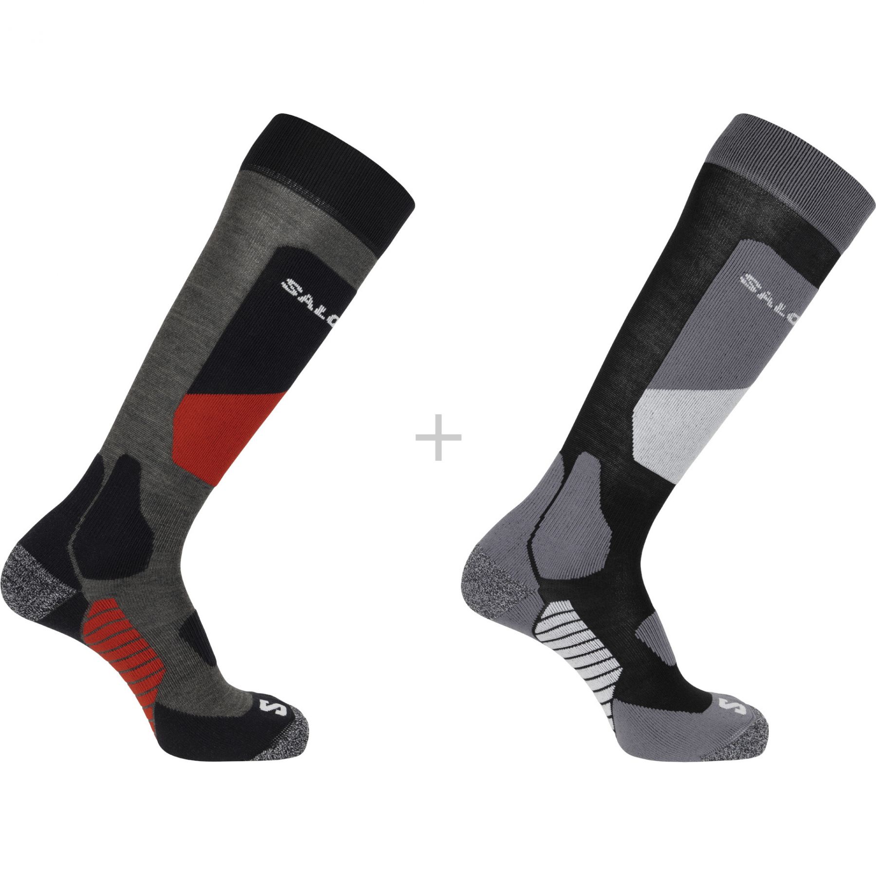 Salomon S/Access, Skidstrumpor, 2-Pack, Svart/Mörkgrå