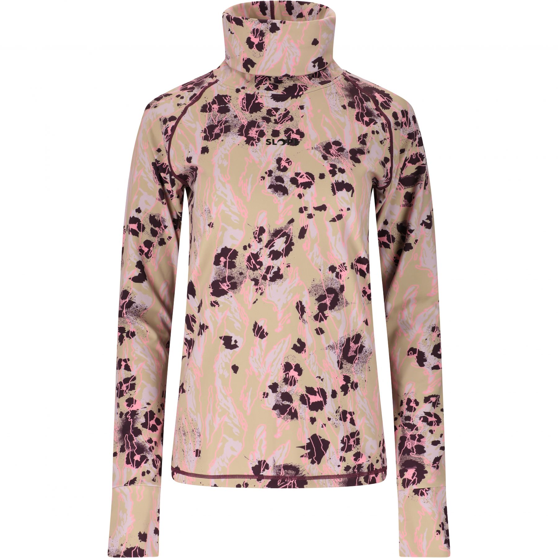 SLOPE Nyland AOP high neck mellanlager, dam, Feather Gray